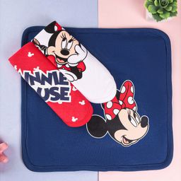 Babyhug Disney Single Jersey Hand & Face Towels With Minnie Mouse Graphics Pack of 3 L 30 cm x H 30 cm - Navy Blue Red & White-image-34