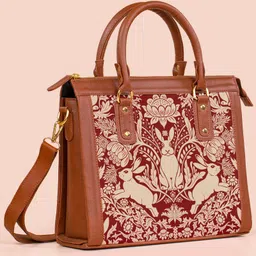 Kalankit Satchel Handbag with Detachable Strap | Party Handbag for Women | Vegan Leather Premium Handbag | Modern Damask-picture-32