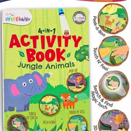 Intelliskills 4-in-1 Activity Book - Jungle Animals | Peek-A-Boo, Pop-Up, Magic Torch, Touch & Feel | Interactive Learning | Boosts Cognitive Skills | For Gifting | Educator Recommended-20
