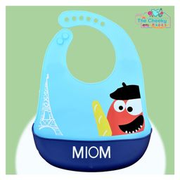 The Cheeky Kidzz Baby Silicone Cartoon Print Feeding Bib Waterproof Easy Stain Proof BPA Free Bib With Tray/Food Catcher 5 Months To 2 Years (BLUE)-18