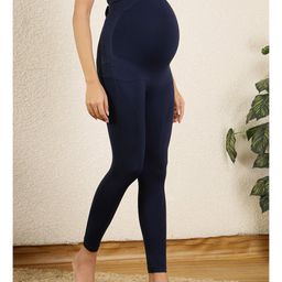 Zelena Solid High Waist Leggings - Navy Blue-picture-22