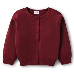 Babyhug Knitted Full Sleeves Front Open Solid Color Sweater - Maroon-image-84
