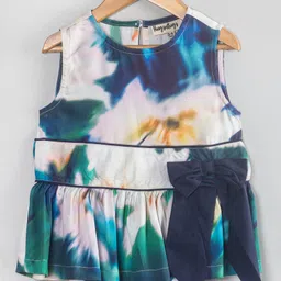 Hugsntugs Woven Cotton Sleeveless Tie Dye Bow Applique Top - Navy Blue-picture-46