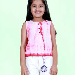 Kiddopanti Rayon Woven Sleeveless Tie Dye Top - Maroon-picture-34