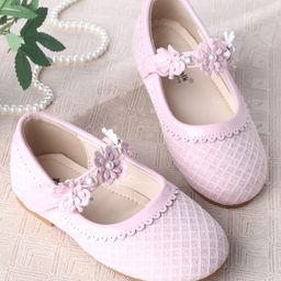 Cute Walk by Babyhug Velcro Closure Ballerina With Floral Applique & Checks Design - Pink-picture-37