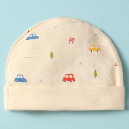 Simply Interlock Knit Cap Mitten & Booties Set with Cars Print Cream - Diameter 15.5 cm image 2