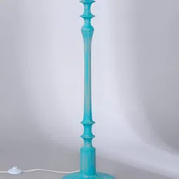 FREEDOM TREE Turquoise Blue Without Lampshade Teak Wooden FloorLamp-39