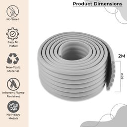 Bembika W Shape Baby Proofing Edge & Corner Guards Design For Sharp Edges Of Furniture - Light Grey image 3