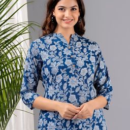 KALINI Floral Printed V-Neck Kurti-image-24