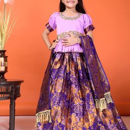 satyamfab Girls Embroidered Sequinned Ready to Wear Lehenga & Blouse With Dupatta-image-98