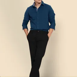 Moda Rapido Men Standard Fit Spread Collar Solid Cotton Formal Shirt-image-94