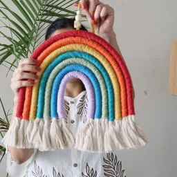 Classy Tulip Red & Blue Macrame Rainbow image 3