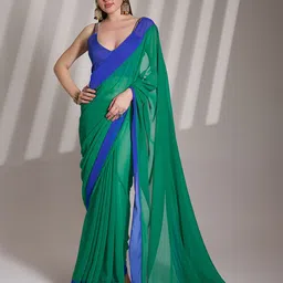 modeva Colourblocked Pure Georgette Ready to Wear Saree-picture-51