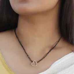 Ornate Jewels 925 Silver American Diamond Gold Plated Heart Adjustable Mangalsutra-image-70
