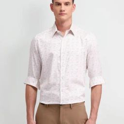 Arrow New York Purple Cotton Slim Fit Printed Shirt-image-79