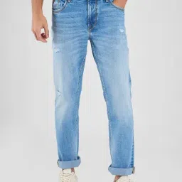 Spykar Blue Regular Fit Distressed Jeans-image-26