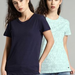Roadster Women Pack of 2 Pure Cotton T-shirts-image-4