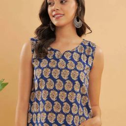 Inweave Blue & Beige Printed Top-picture-22