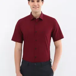 Allen Solly Maroon Cotton Slim fit Solid Shirts-image-53