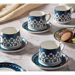 India Circus By Krshna Mehta Multi Bone China Printed Cup and Saucer-1