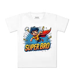 Arvesa Kids Super Bro Printed Round Neck Cotton T-shirt-picture-14