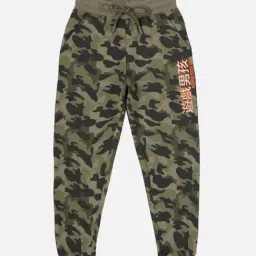 Plum Tree Boys Olive Cotton Camouflage NA Trouser-image-68