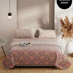 Bianca Bio-soft Feel Brown & Brick 152 TC Double Size Bedsheet & Dohar With 2 Pillow Covers-picture-33
