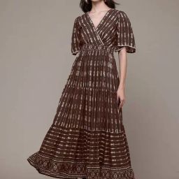 Label Ritu Kumar Brown Loose Fit Printed Dress-image-98