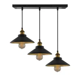 Homesake 3-Lights Linear Cluster Black Metal Cone Pendant Light - Set of 1-0