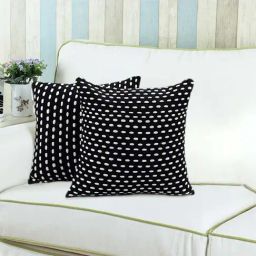 Saral Home Black Cotton Cushion Covers - Set of 2-image-41