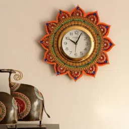 eCraftIndia Royal and Elegant Decorative Papier-Mache Wooden Handcrafted Wall Clock-image-72