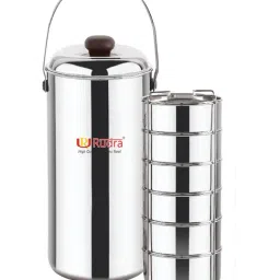 Rudra Silver Insulated Tiffin Box with 6 Stainless Steel Containers & Leak Prooof (600 ml)-image-5