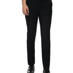 Louis Philippe Black Slim Fit Flat Front Trousers-image-69