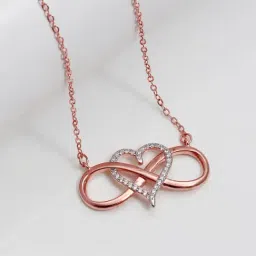 GIVA 92.5 Sterling Silver Infinity Heart Pendant with Link Chain for Women-image-45