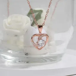 GIVA 92.5 Sterling Silver Swirl Heart Pendant with Link Chain for Women-image-34