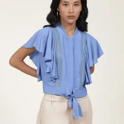 Label Ritu Kumar Blue Self Design Top-picture-28