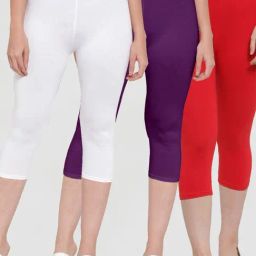 Gracit White & Purple Mid Rise Capris - Pack Of 3-image-76