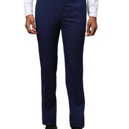 Raymond Blue Slim Fit Checks Trousers-image-53