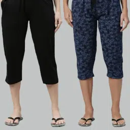 Kryptic Black & Blue Printed Capris - Pack of 2-image-55