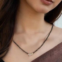 Ornate Jewels 925 Silver American Diamond Gold Plated Floral Adjustable Mangalsutra-image-69