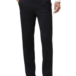 Van Heusen Black Blended Regular fit Solid Trousers-image-92