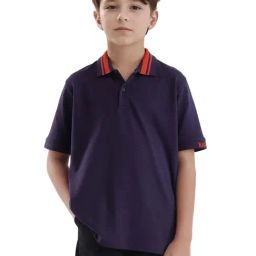 Rare Ones Boys Purple Cotton Jacquard Polo T-Shirt-image-26