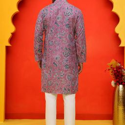 Anouk Men Floral Printed Regular Sequinned Kurta with Pyjamas image 2