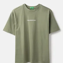 United Colors of Benetton Girls Green Cotton Printed T-Shirt-image-48