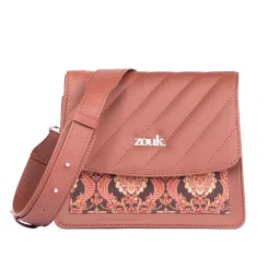 ZOUK Brown Printed Cross Body Bag image 2