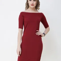 Scorpius Maroon Regular Fit Bodycon Dress-image-48