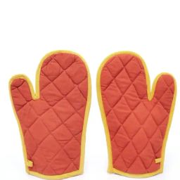 Swayam Orange Cotton Casement Pack of 2 Oven Gloves-39
