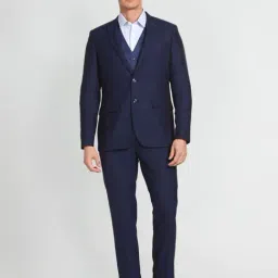 Arrow Royal Blue Regular Fit Texture Three Piece Suit-picture-49