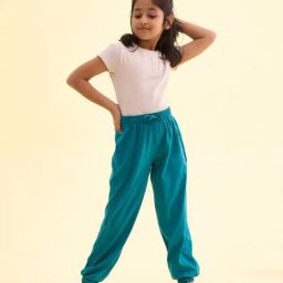 Go Colors! Kids Peacock Green Cotton Relaxed Fit Jogger-image-39