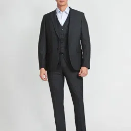 Arrow Dark Green Regular Fit Texture Three Piece Suit-image-51